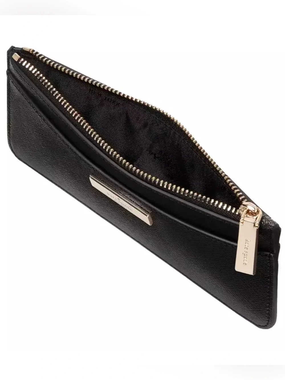Kate Spade Black Saffiano Leather Zip Card Wallet